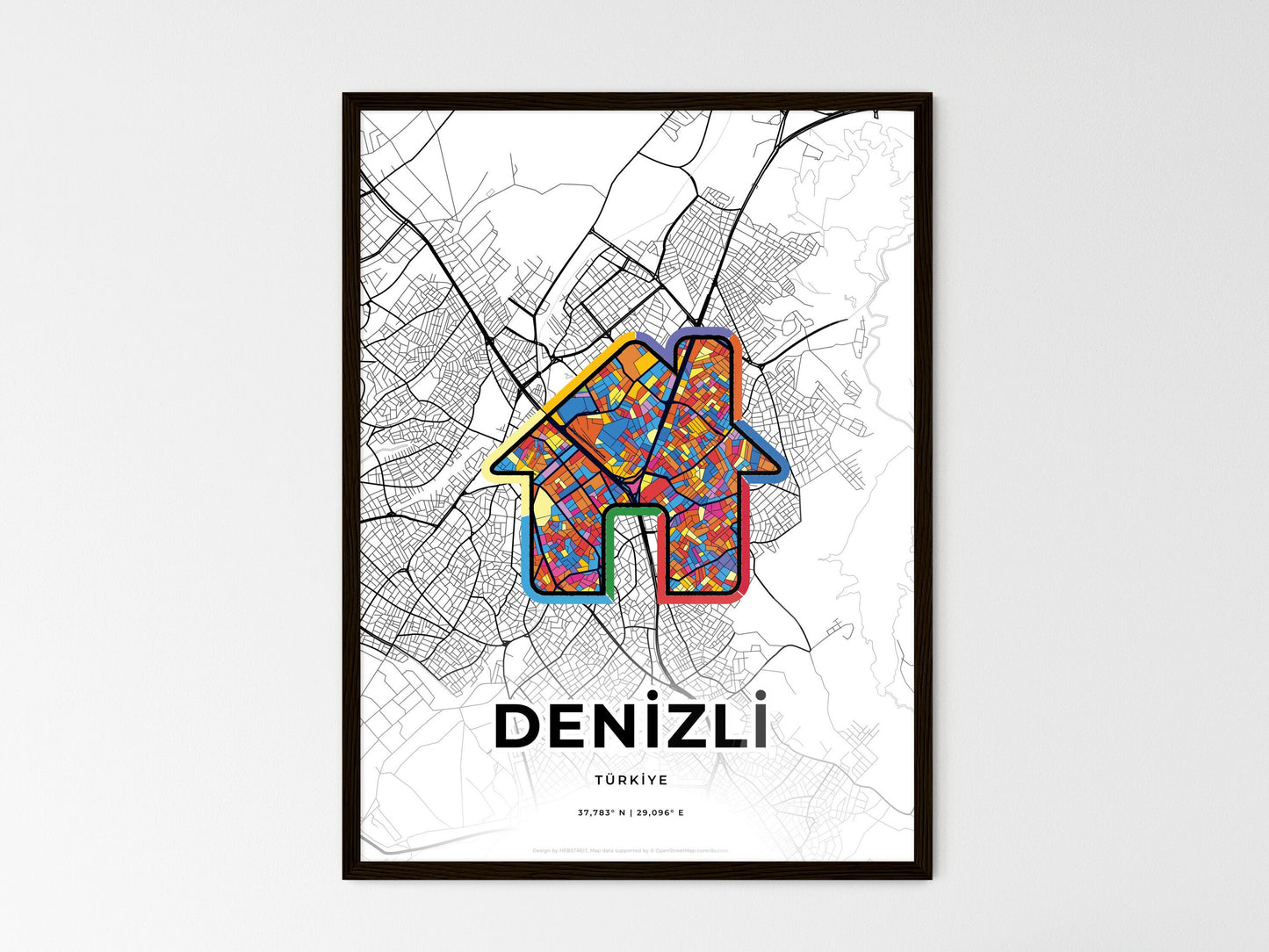 Denizli Turkey wedding art map with home icon