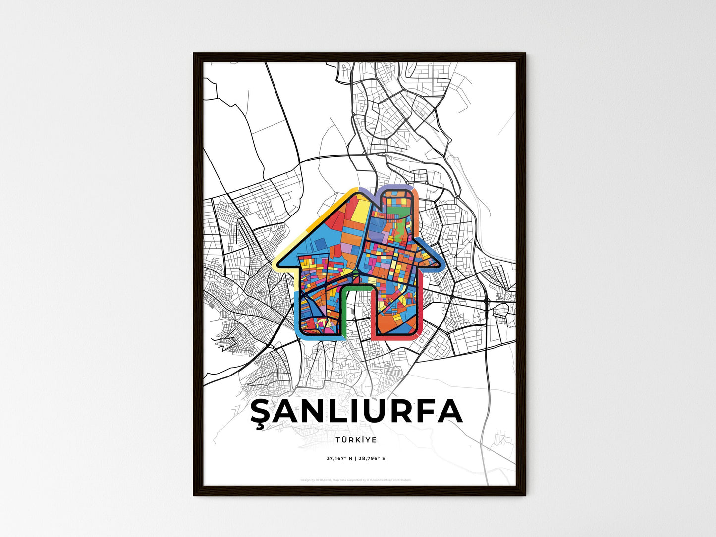 Şanliurfa Turkey wedding art map with home icon