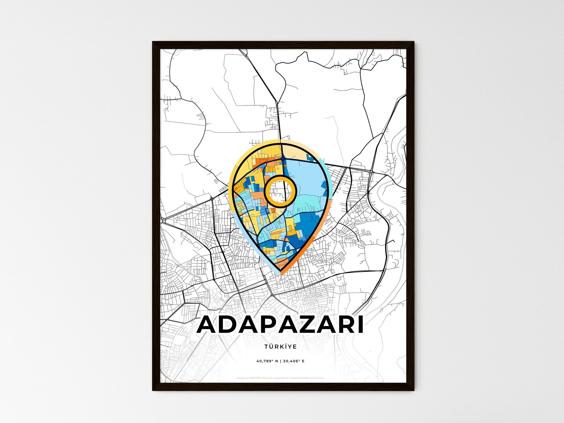ADAPAZARI TURKEY minimal art map with a colorful icon. Where it all began, Couple map gift. Style 1