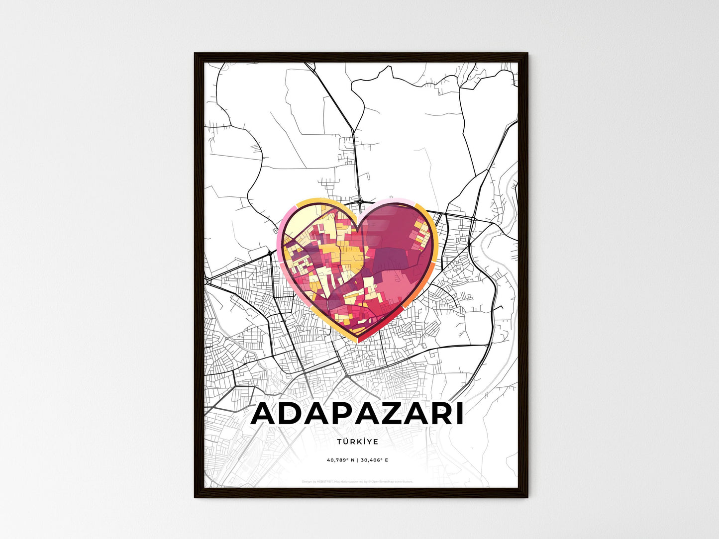 ADAPAZARI TURKEY minimal art map with a colorful icon. Where it all began, Couple map gift. Style 2