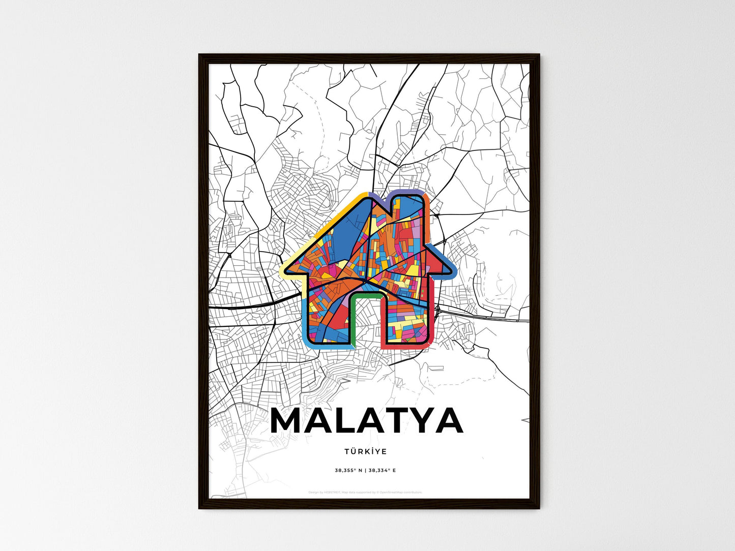 Malatya Turkey wedding art map with home icon