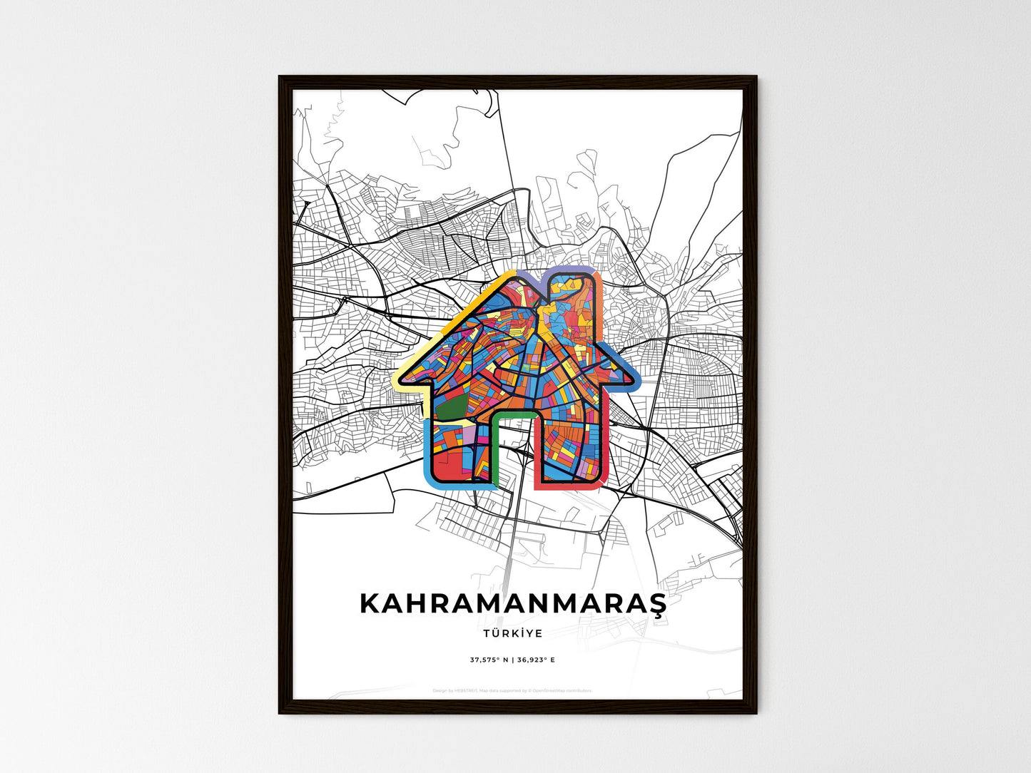 Kahramanmaraş Turkey wedding art map with home icon