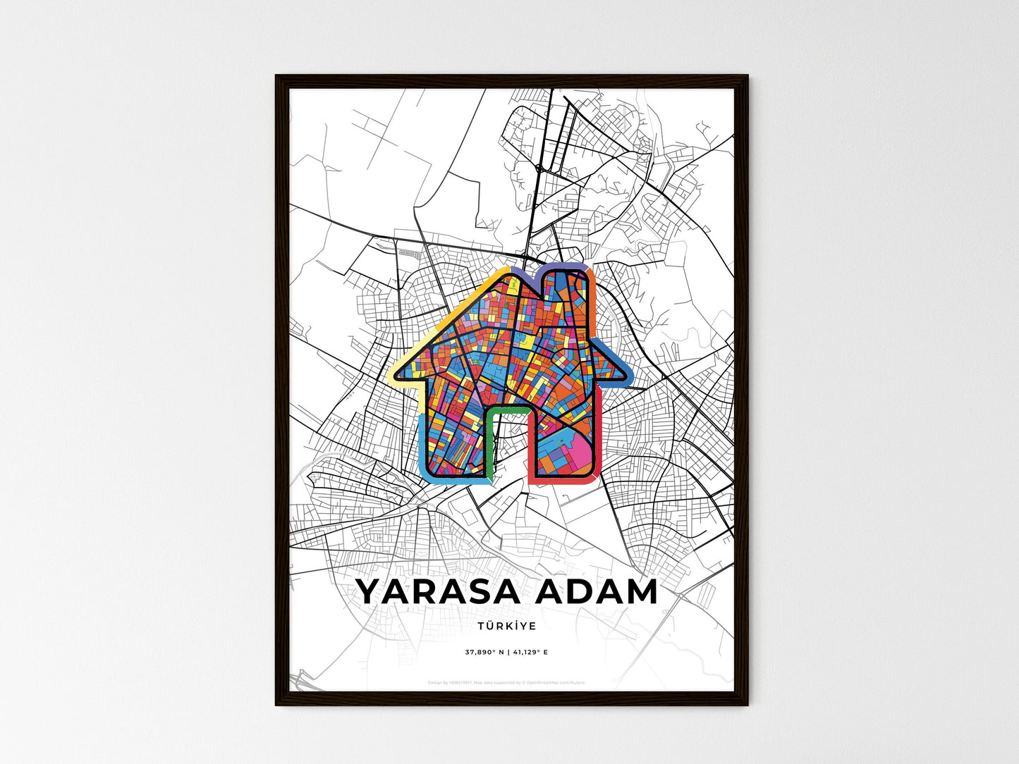 Batman Turkey wedding art map with home icon
