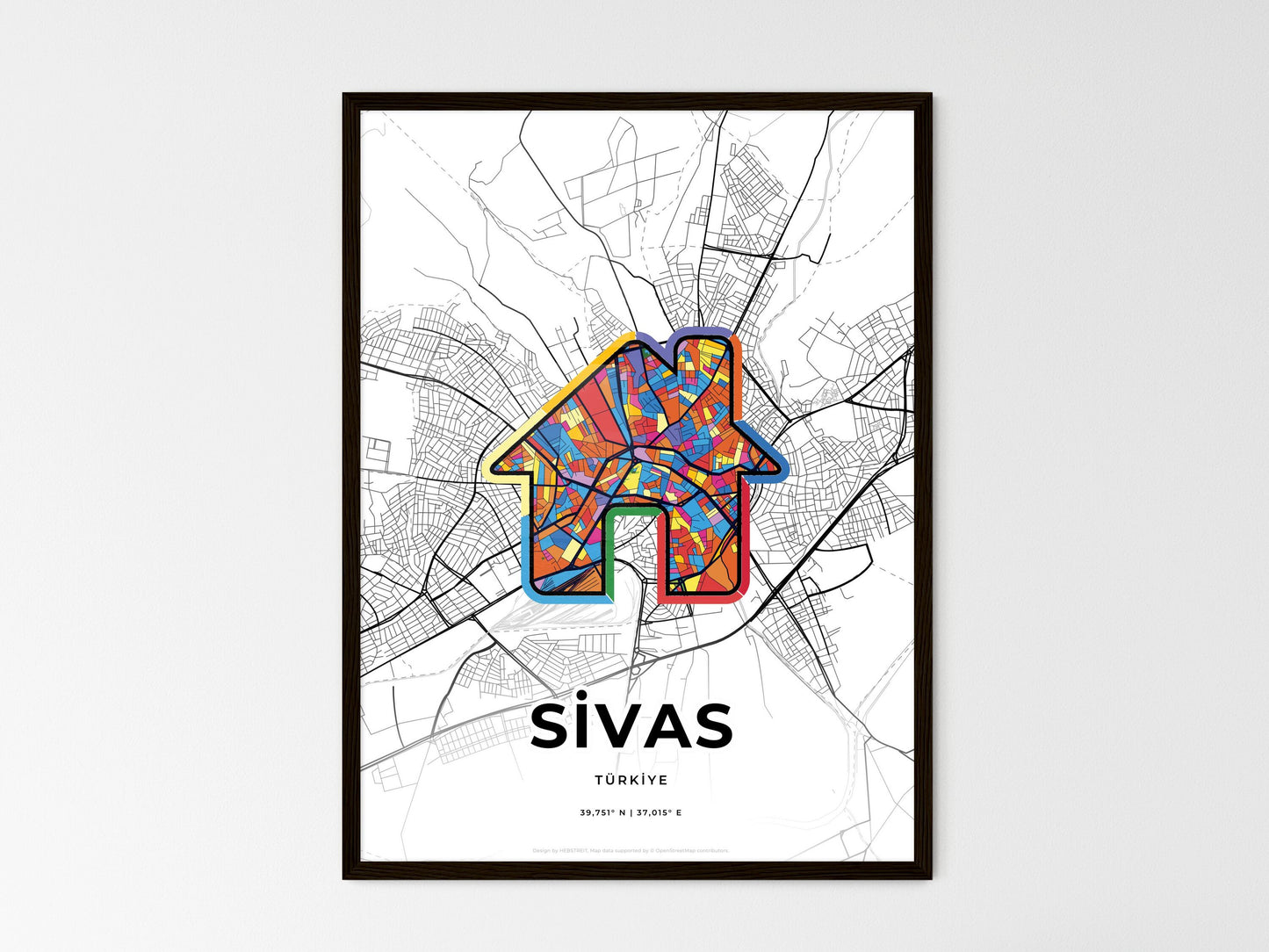 Sivas Turkey wedding art map with home icon
