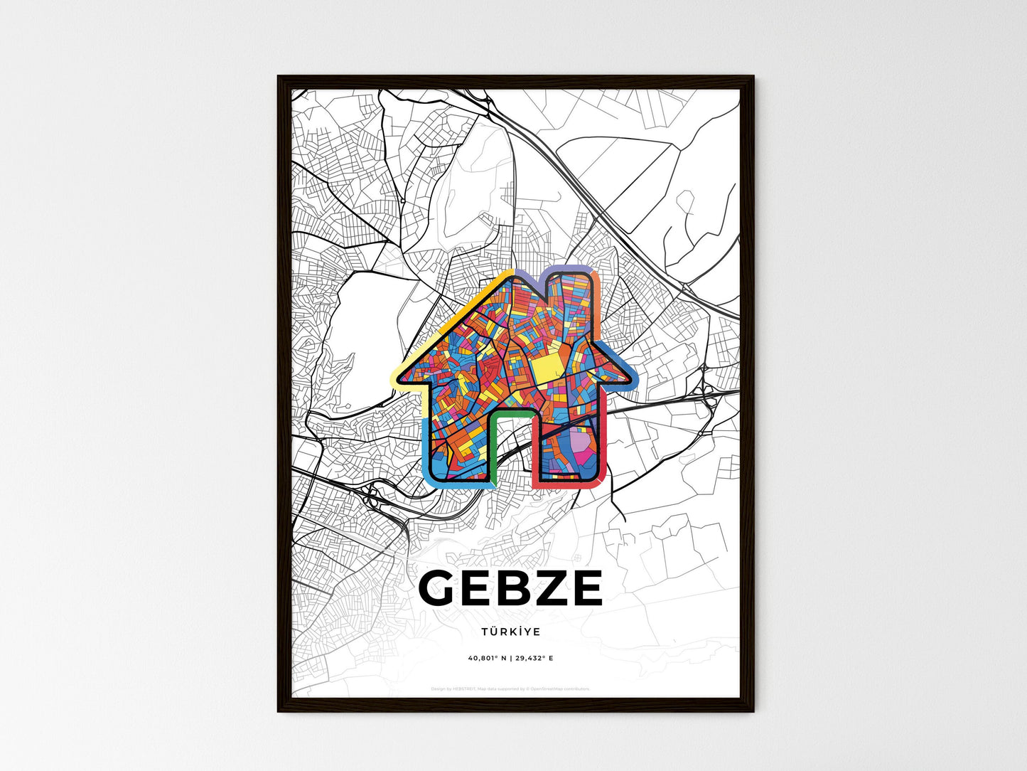 Gebze Turkey wedding art map with home icon