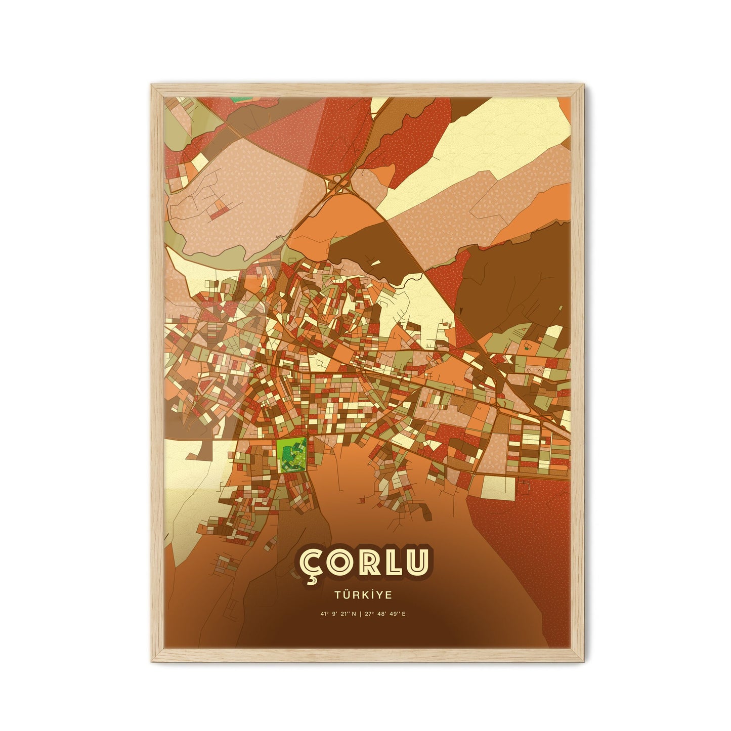 Colorful ÇORLU TURKEY Fine Art Map Farmhouse