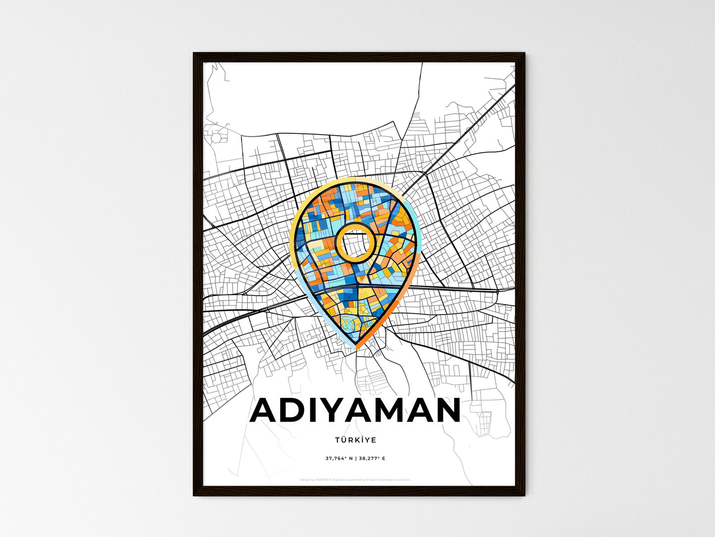 ADIYAMAN TURKEY minimal art map with a colorful icon. Where it all began, Couple map gift. Style 1