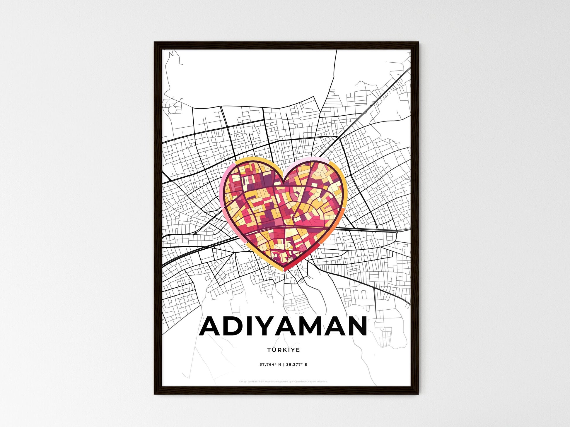 ADIYAMAN TURKEY minimal art map with a colorful icon. Where it all began, Couple map gift. Style 2