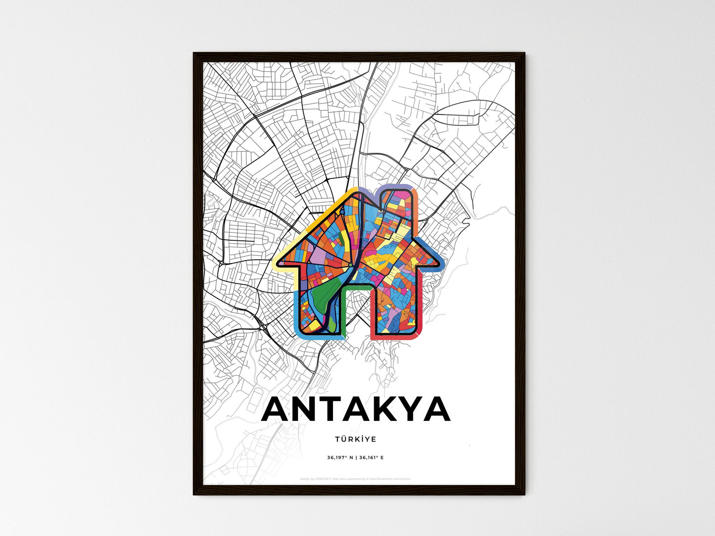 Antakya Turkey wedding art map with home icon