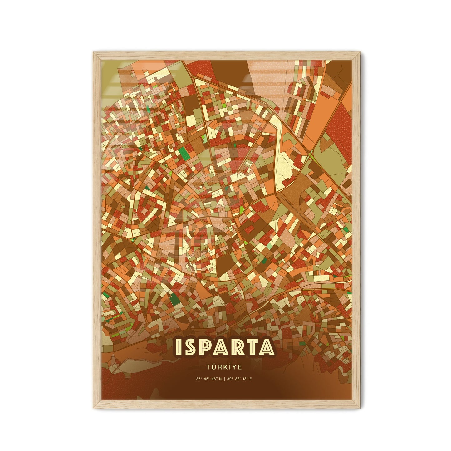 Colorful ISPARTA TURKEY Fine Art Map Farmhouse