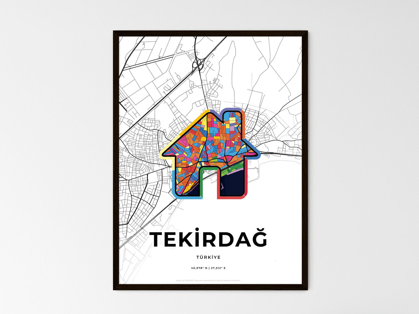 Tekirdağ Turkey wedding art map with home icon