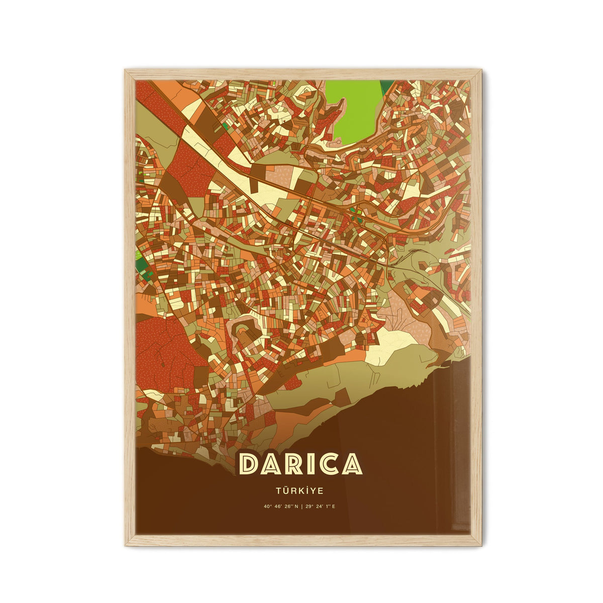 Colorful DARICA TURKEY Fine Art Map Farmhouse