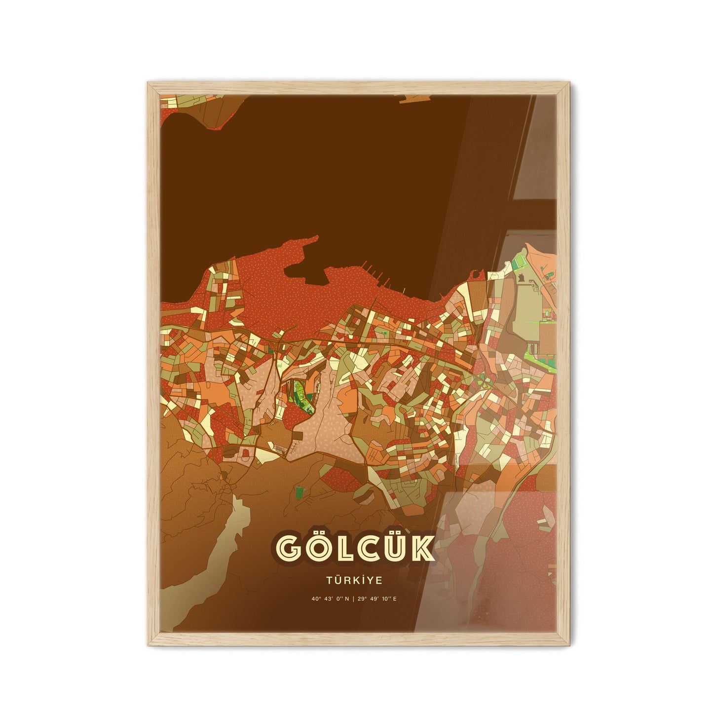 Colorful GÖLCÜK TURKEY Fine Art Map Farmhouse