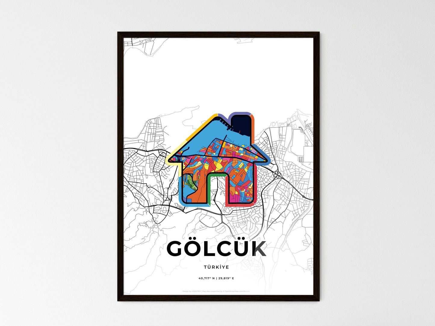 Gölcük Turkey wedding art map with home icon