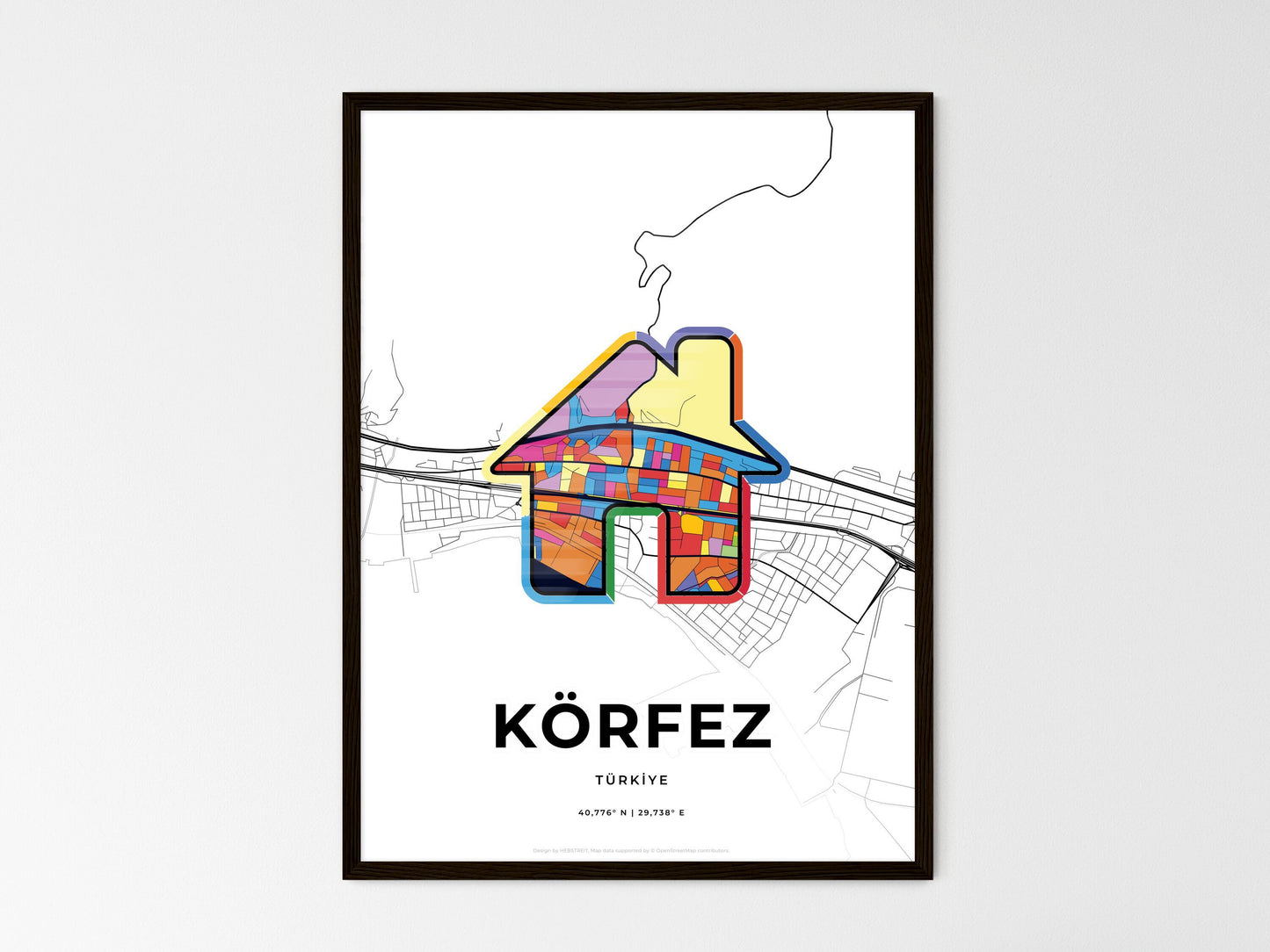 Körfez Turkey wedding art map with home icon