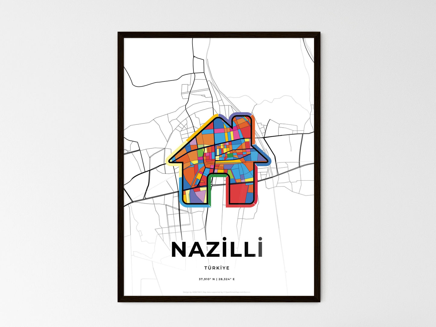 Nazilli Turkey wedding art map with home icon