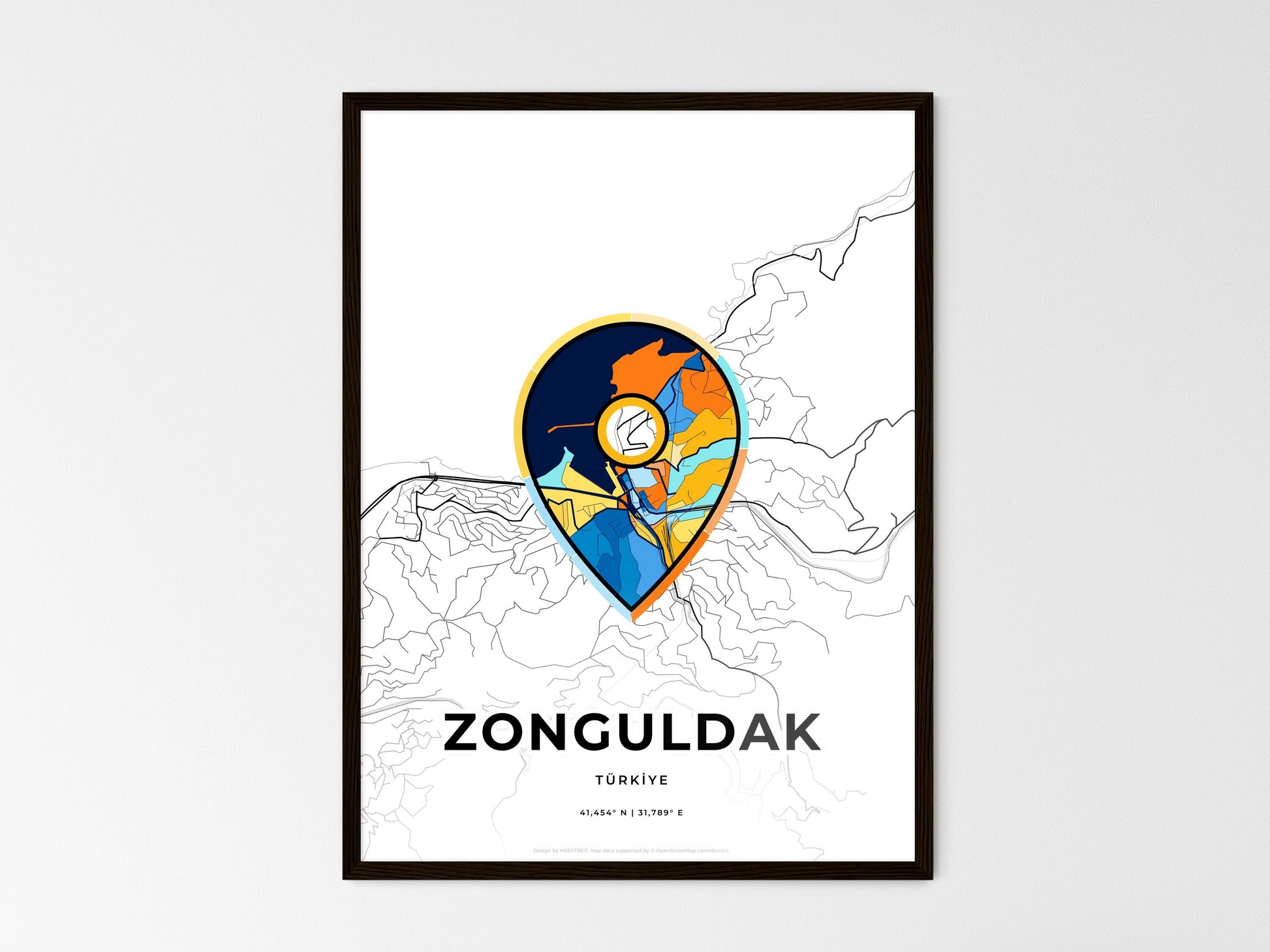 ZONGULDAK TURKEY minimal art map with a colorful icon. Where it all began, Couple map gift. Style 1