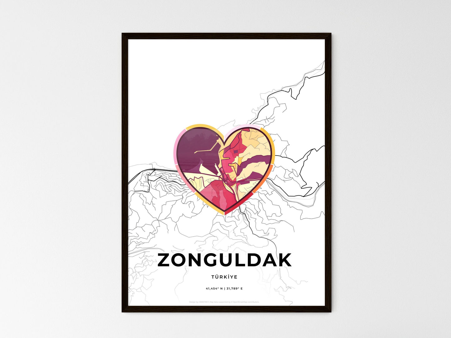 ZONGULDAK TURKEY minimal art map with a colorful icon. Where it all began, Couple map gift. Style 2