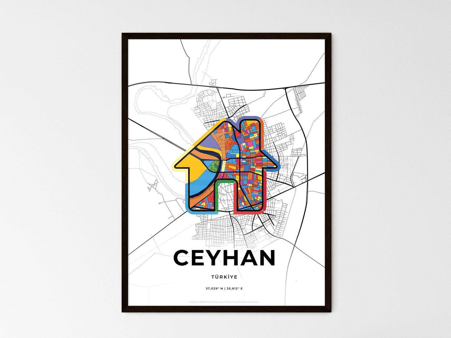 Ceyhan Turkey wedding art map with home icon