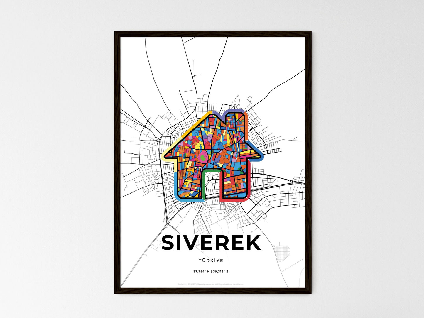 Siverek Turkey wedding art map with home icon