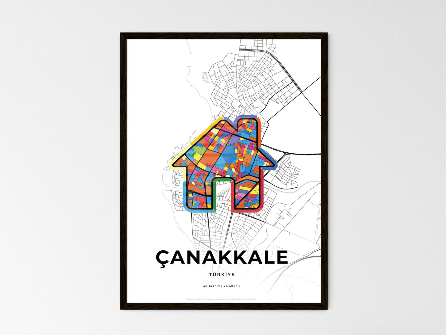 Çanakkale Turkey wedding art map with home icon