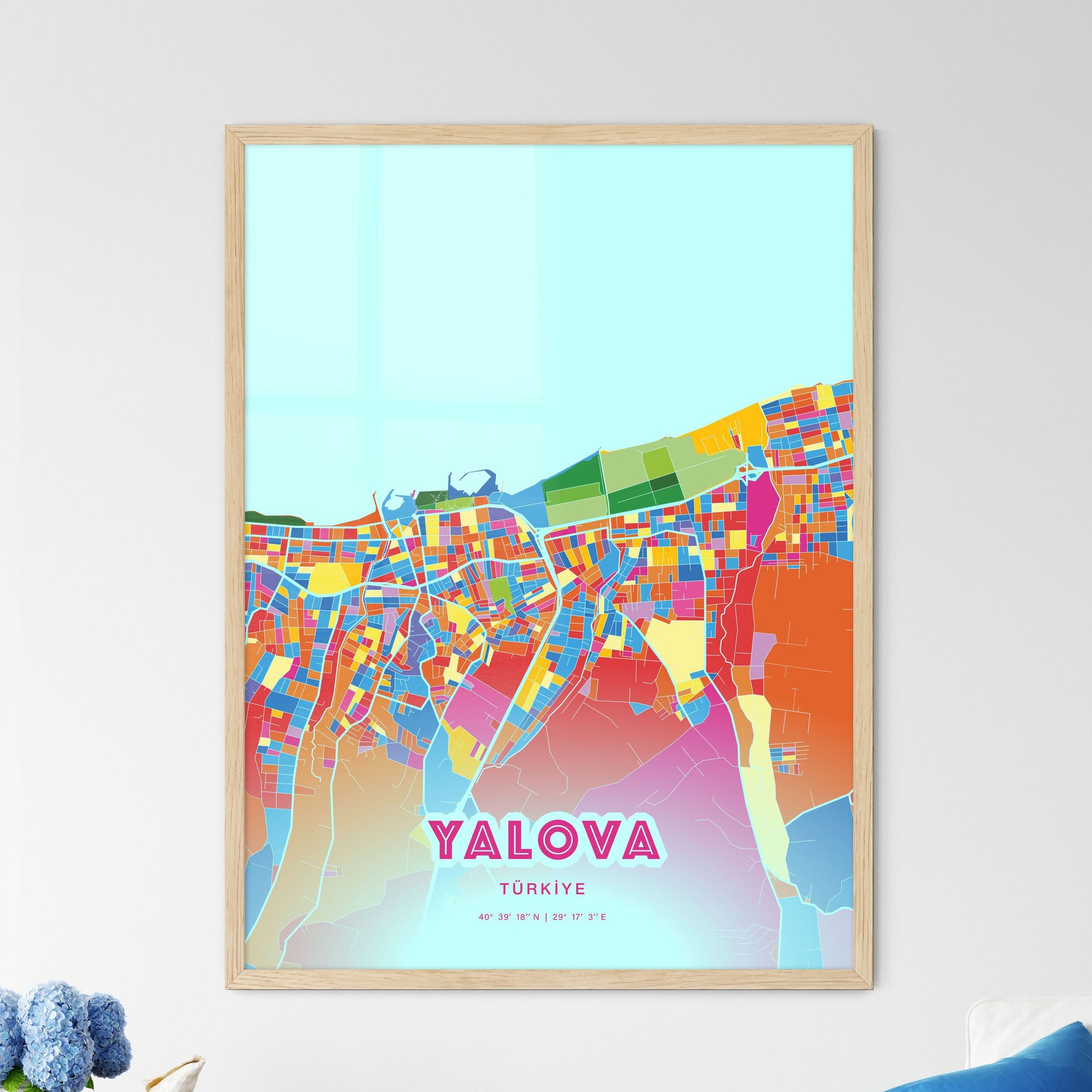 Colorful YALOVA TURKEY Fine Art Map Crazy Colors
