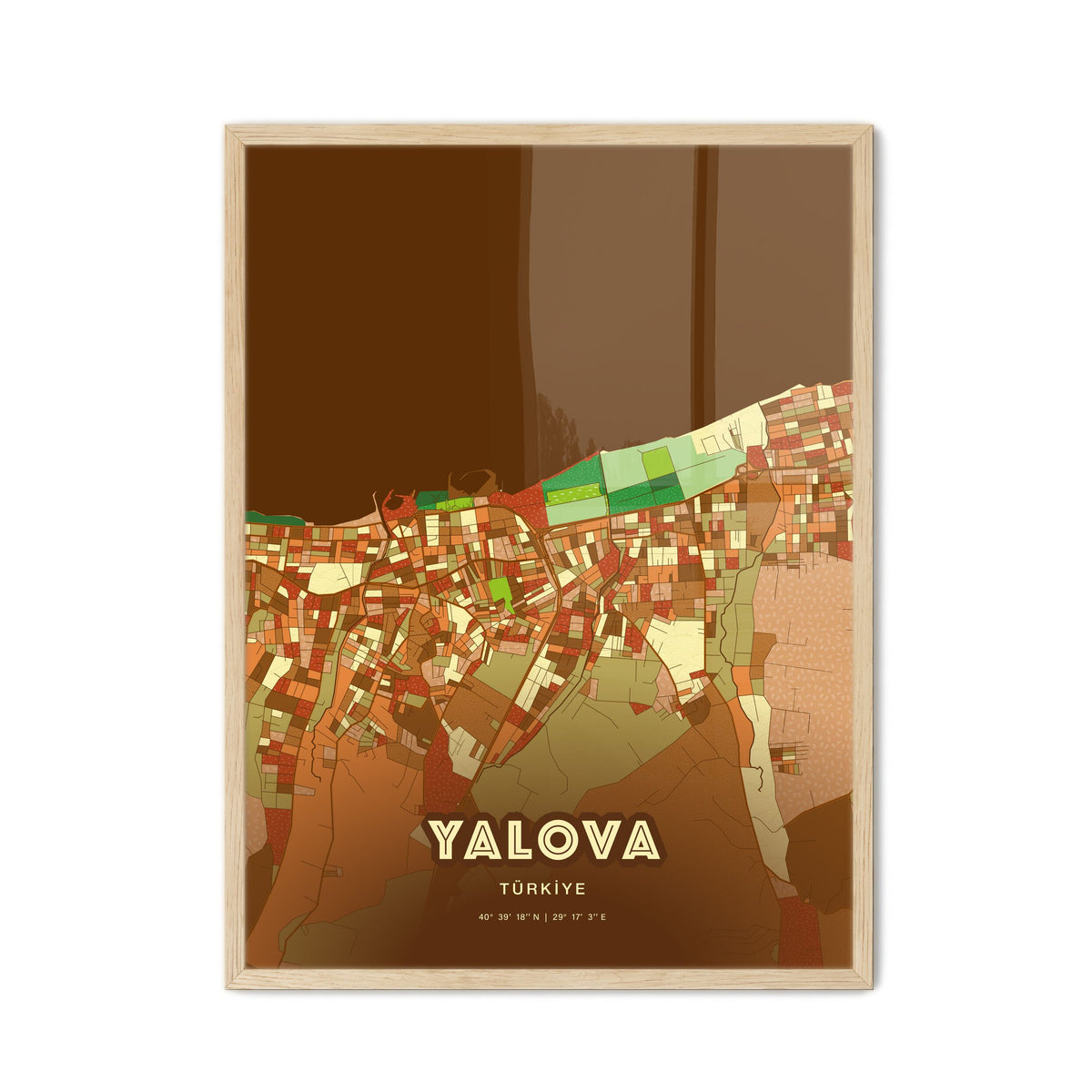 Colorful YALOVA TURKEY Fine Art Map Farmhouse