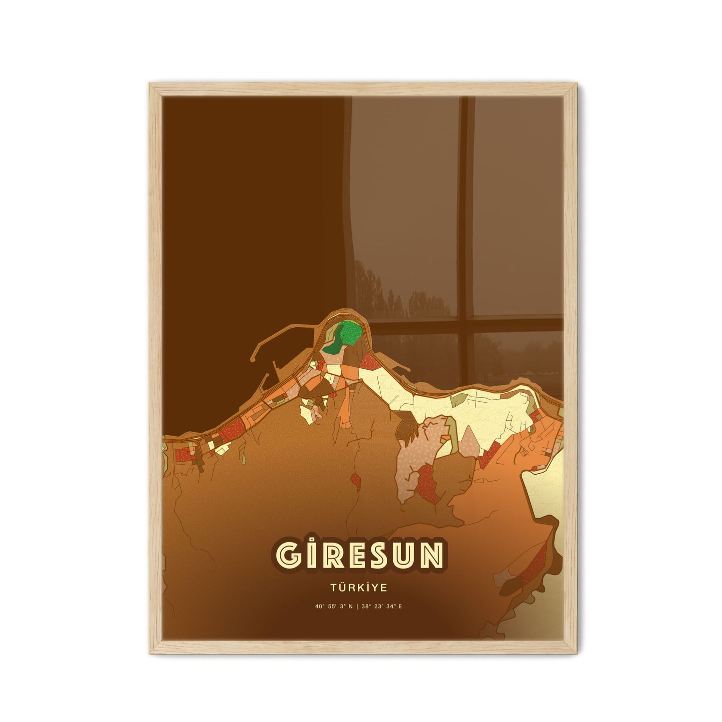 Colorful GIRESUN TURKEY Fine Art Map Farmhouse