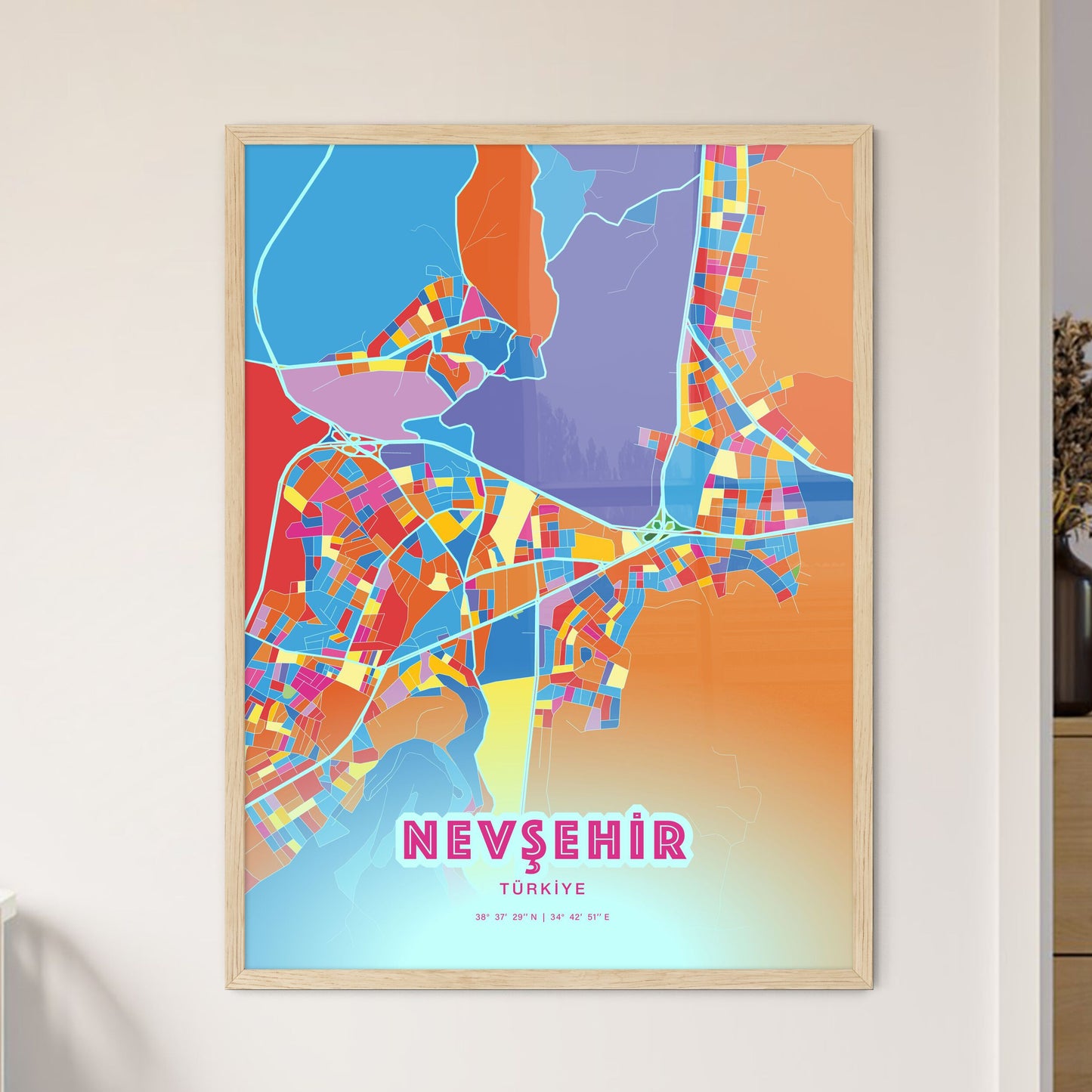 Colorful NEVŞEHIR TURKEY Fine Art Map Crazy Colors