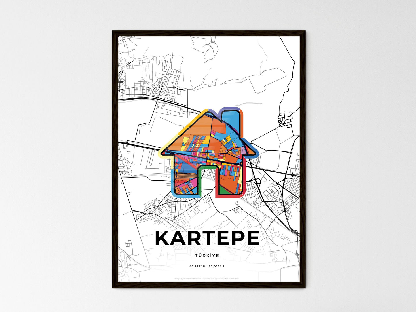 Kartepe Turkey wedding art map with home icon