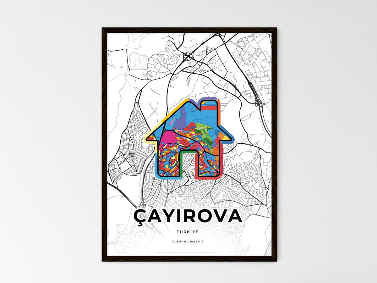 Çayirova Turkey wedding art map with home icon