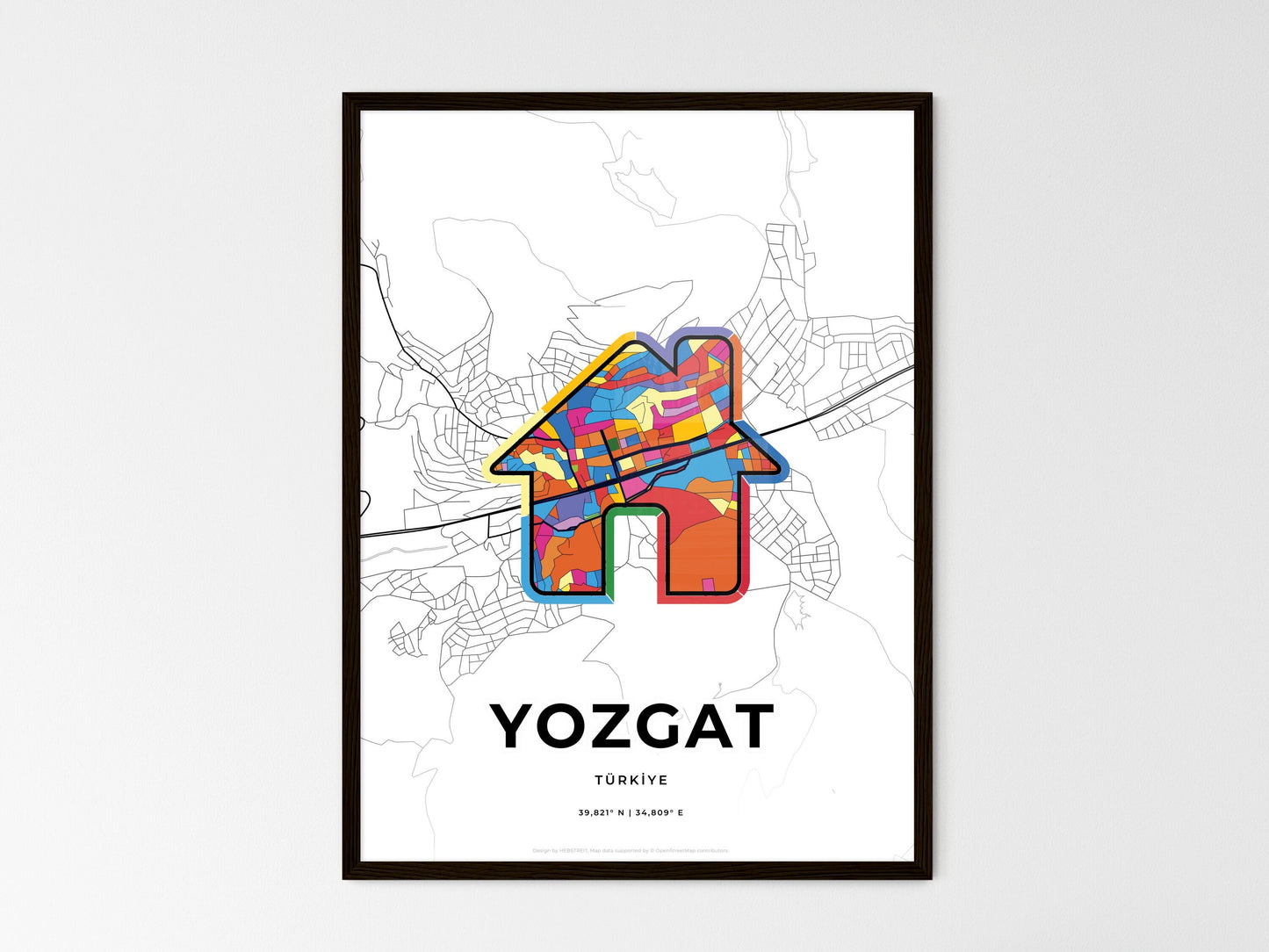 Yozgat Turkey wedding art map with home icon