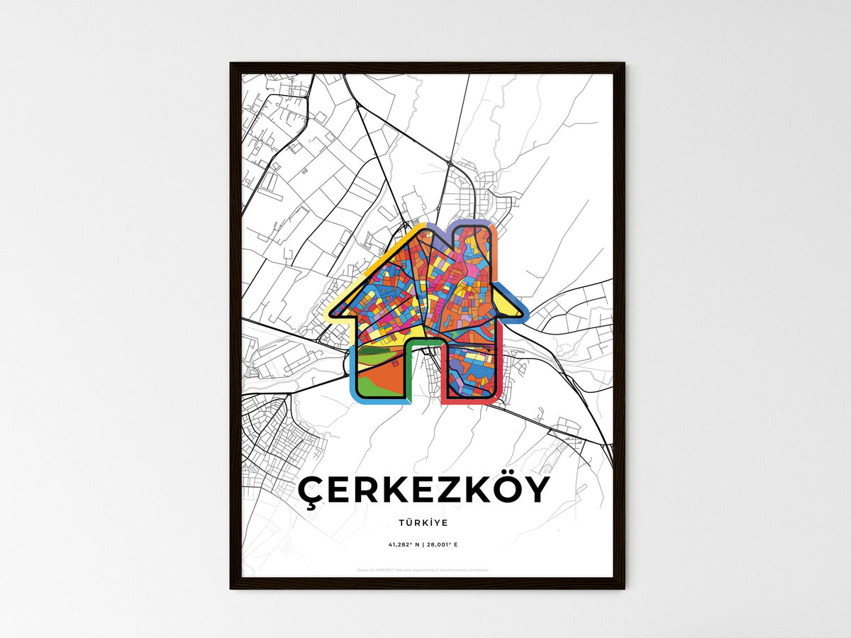 Çerkezköy Turkey wedding art map with home icon