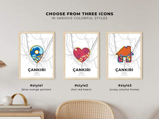 Çankiri Turkey maps with colorful icons