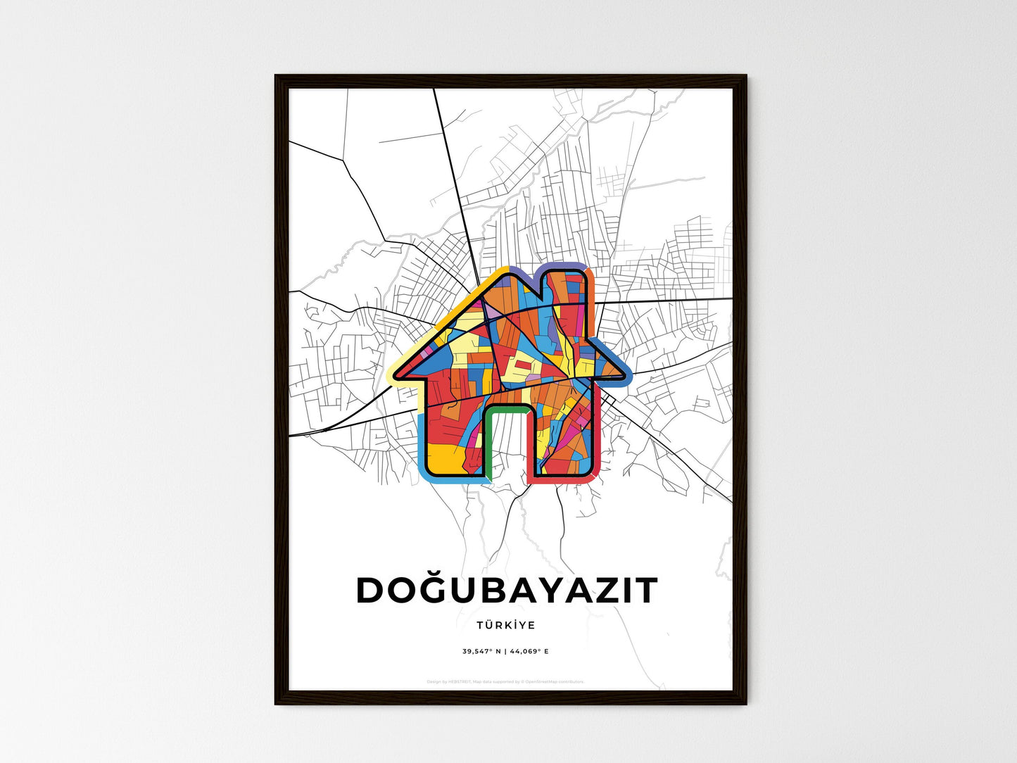 Doğubayazit Turkey wedding art map with home icon