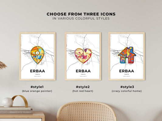 Erbaa Turkey maps with colorful icons