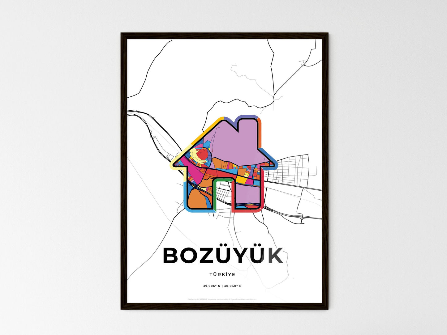 Bozüyük Turkey wedding art map with home icon