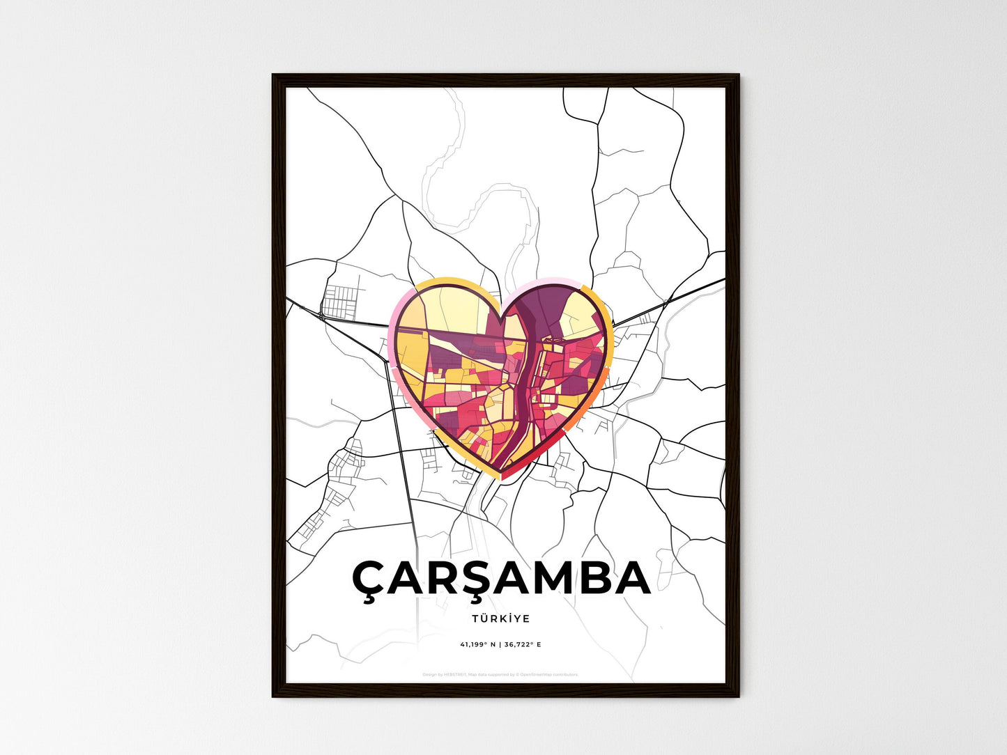 Çarşamba Turkey wedding art map with heart icon