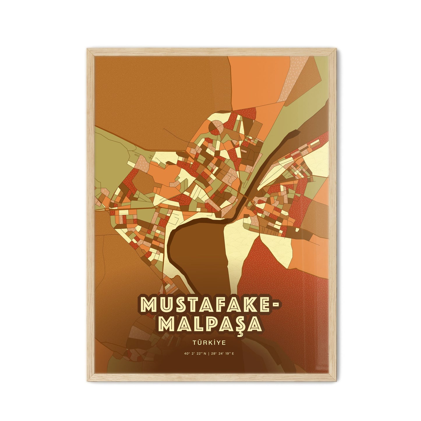Colorful MUSTAFAKEMALPAŞA TURKEY Fine Art Map Farmhouse