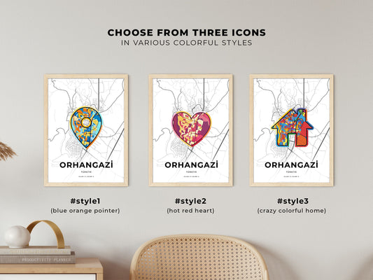 Orhangazi Turkey maps with colorful icons