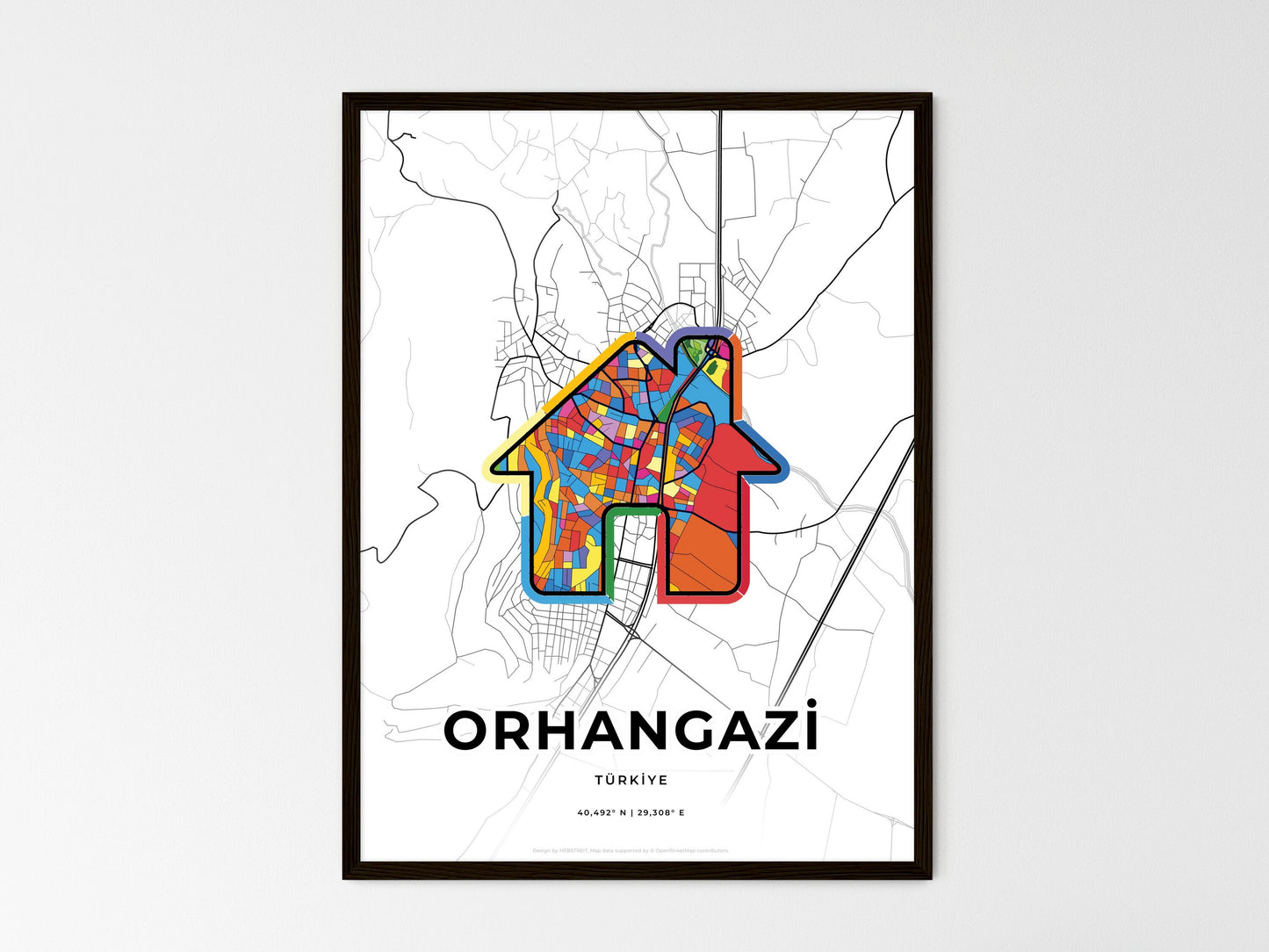 Orhangazi Turkey wedding art map with home icon