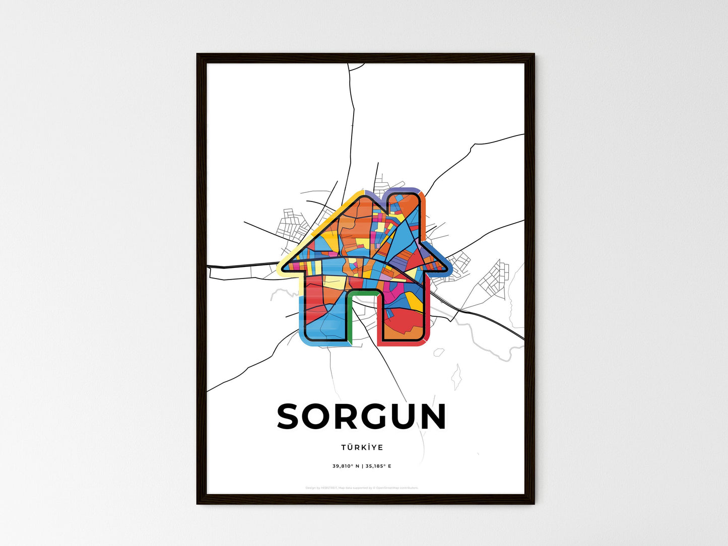 Sorgun Turkey wedding art map with home icon