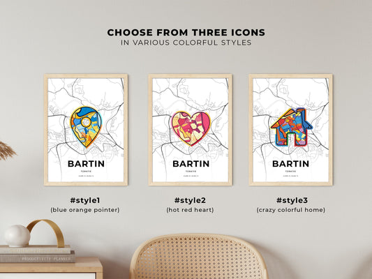 Bartin Turkey maps with colorful icons