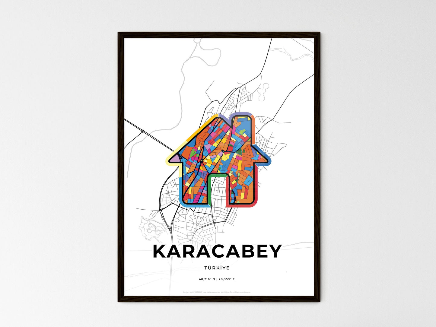 Karacabey Turkey wedding art map with home icon