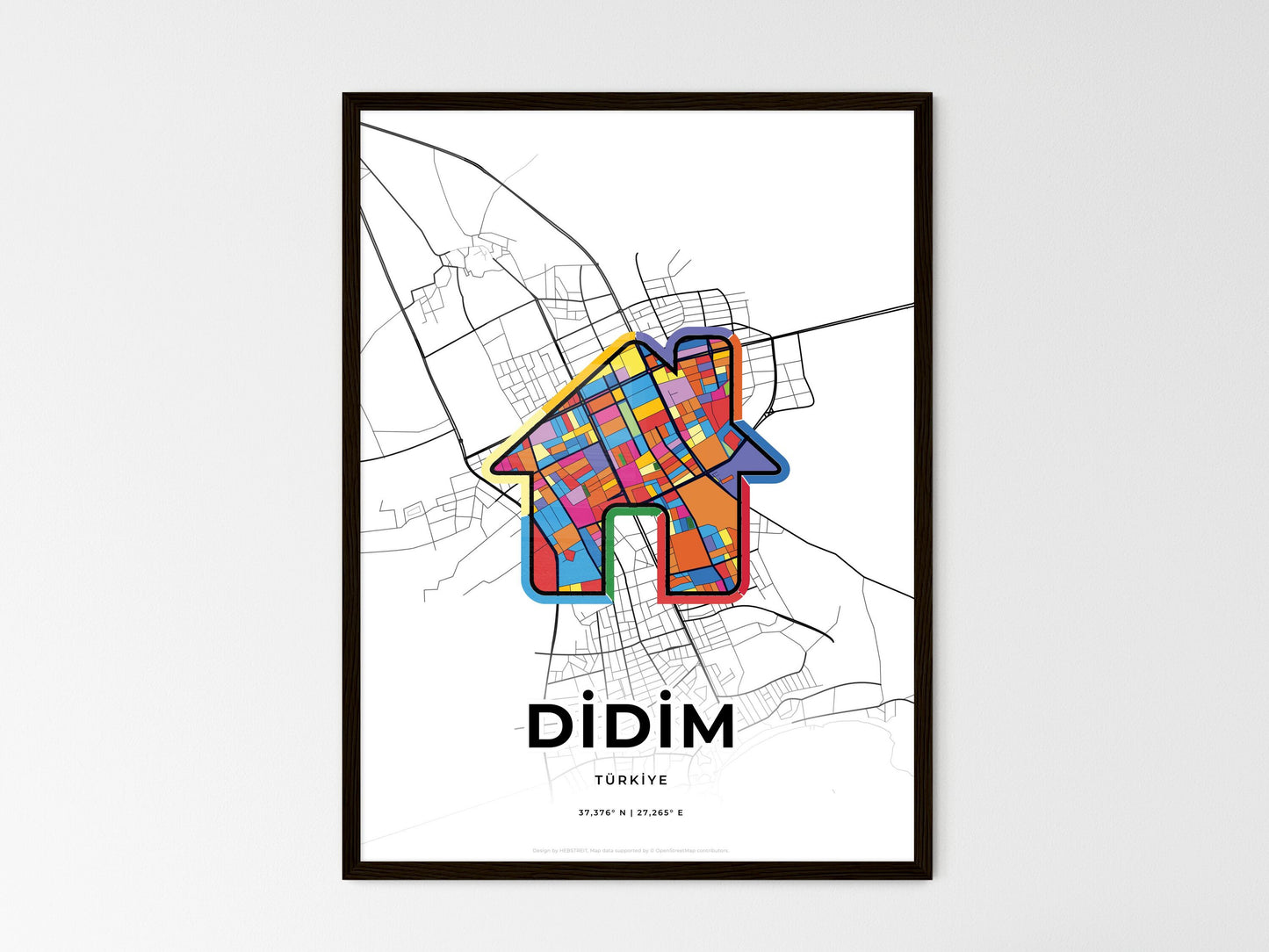 Didim Turkey wedding art map with home icon