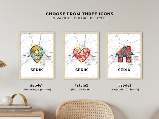 Serik Turkey maps with colorful icons