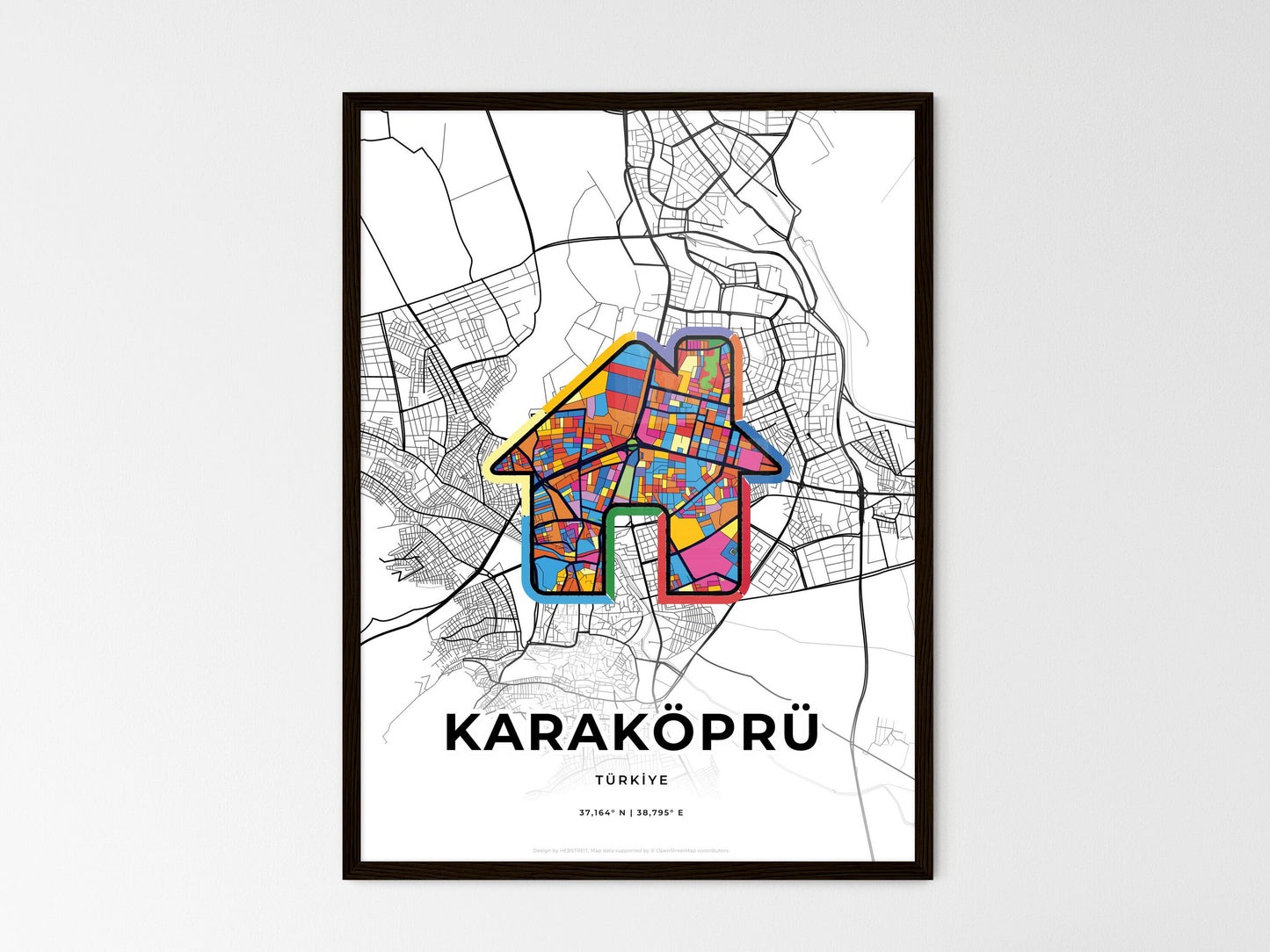 Karaköprü Turkey wedding art map with home icon