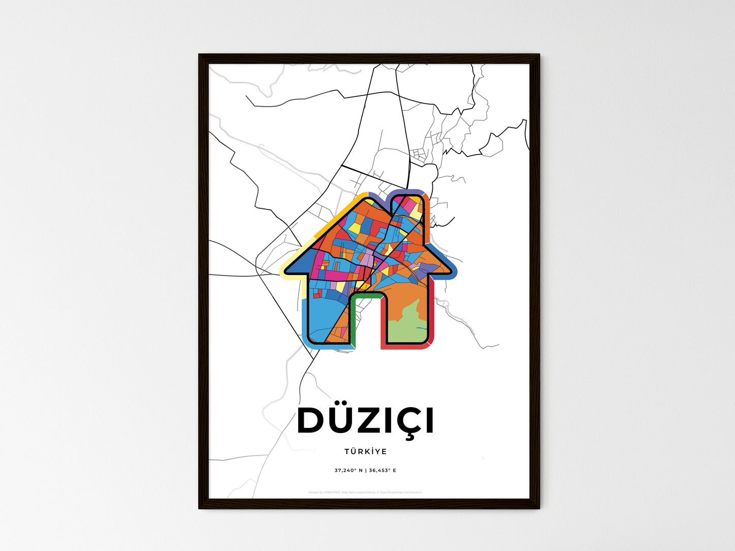 Düziçi Turkey wedding art map with home icon
