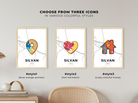 Silvan Turkey maps with colorful icons