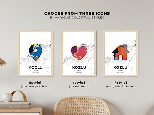 Kozlu Turkey maps with colorful icons